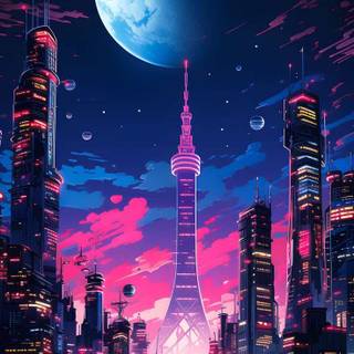 Futuristic city iPhone wallpaper