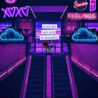 Anime neon iPhone wallpaper