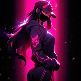 Anime neon girl wallpaper