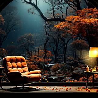 Desktop autumn rain cafe wallpaper