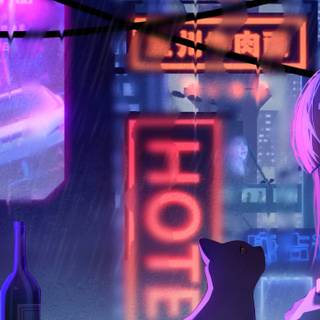 Anime neon PC wallpaper