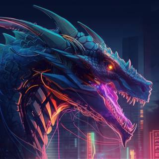 Neon dragon 4k wallpaper