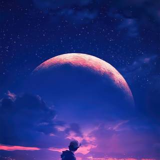 Anime moon phone wallpaper