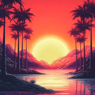 Retro sunset phone wallpaper