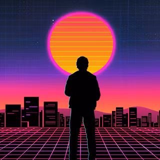 Retro sunset phone wallpaper