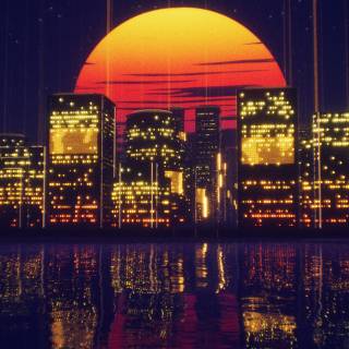 Retro sunset phone wallpaper