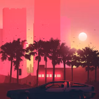 Retro sunset phone wallpaper