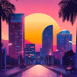 Retro sunset phone wallpaper