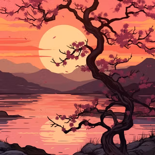 Retro sunset phone wallpaper