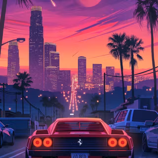 Retro sunset phone wallpaper