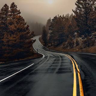 Rainy highway iPhone wallpaper