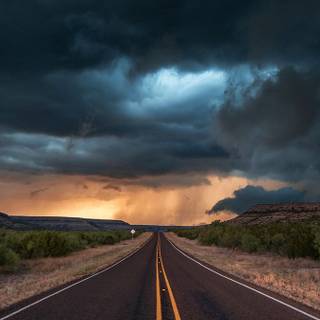 Rainy highway iPhone wallpaper