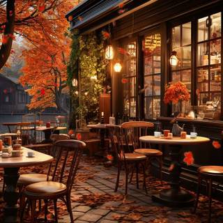 Cafe autumn desktop wallpaper