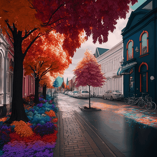 Cafe autumn desktop wallpaper