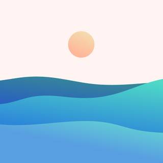 Abstract waves and sun wallpaper