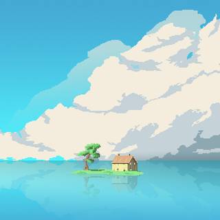 Blue pixel art wallpaper