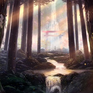 Anime forest desktop wallpaper