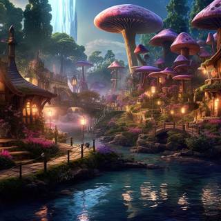 Fairy village wallpaper