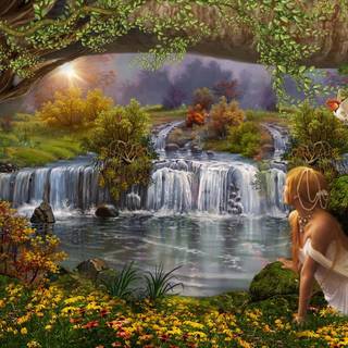 Fairy village wallpaper