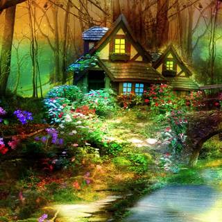Fairy village wallpaper