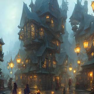 Fairy village wallpaper