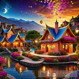 Fairy village wallpaper