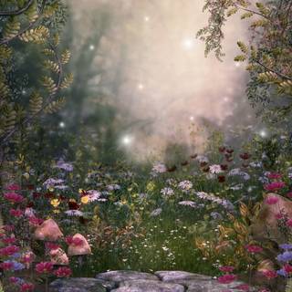 Fairy village wallpaper