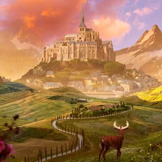 Fairy village wallpaper