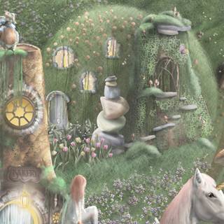 Fairy village wallpaper