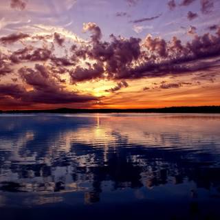 Reflecting sky and sunset wallpaper