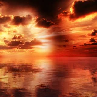 Reflecting sky and sunset wallpaper