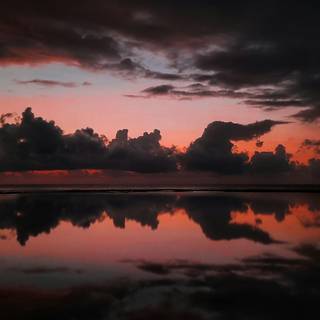 Reflecting sky and sunset wallpaper