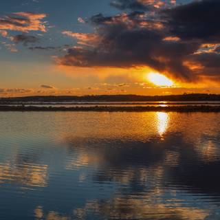 Reflecting sky and sunset wallpaper