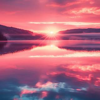 Reflecting sky and sunset wallpaper