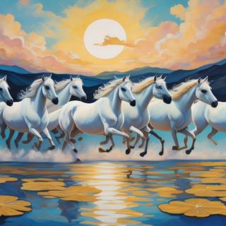 Seven white horses wallpaper