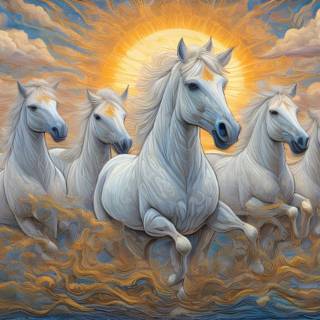 Seven white horses wallpaper