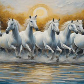 Seven white horses wallpaper
