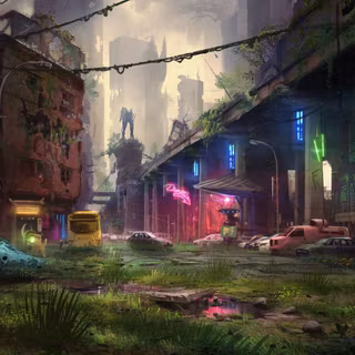 Post apocalyptic city wallpaper