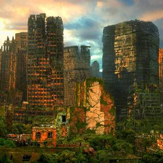 Post apocalyptic city wallpaper