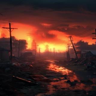Post apocalyptic city wallpaper
