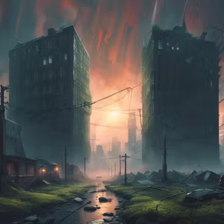 Post apocalyptic city wallpaper