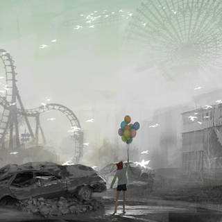 Post apocalyptic city wallpaper