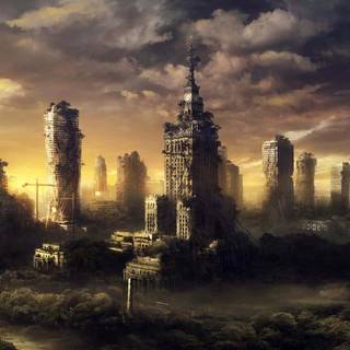 Post apocalyptic city wallpaper