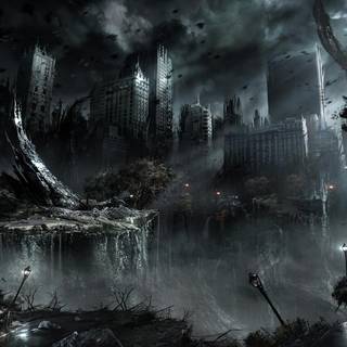 Post apocalyptic city wallpaper