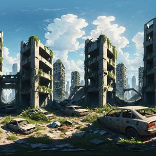 Post apocalyptic city wallpaper