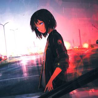 Sad dark anime PC wallpaper