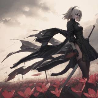 2B – Nier Automata 4k wallpaper