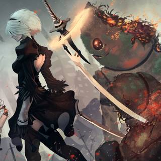 2B – Nier Automata 4k wallpaper