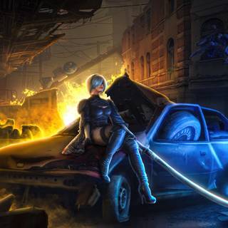 2B – Nier Automata 4k wallpaper