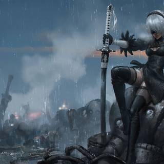 2B – Nier Automata 4k wallpaper